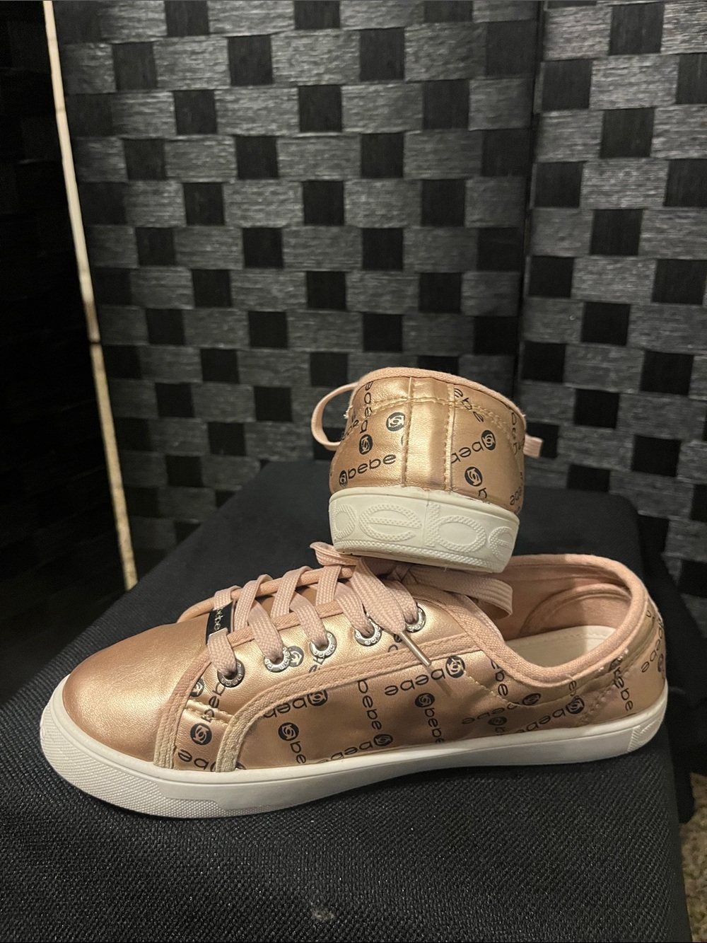 bebe Rose Gold Low-Top Lace-Up Sneakers